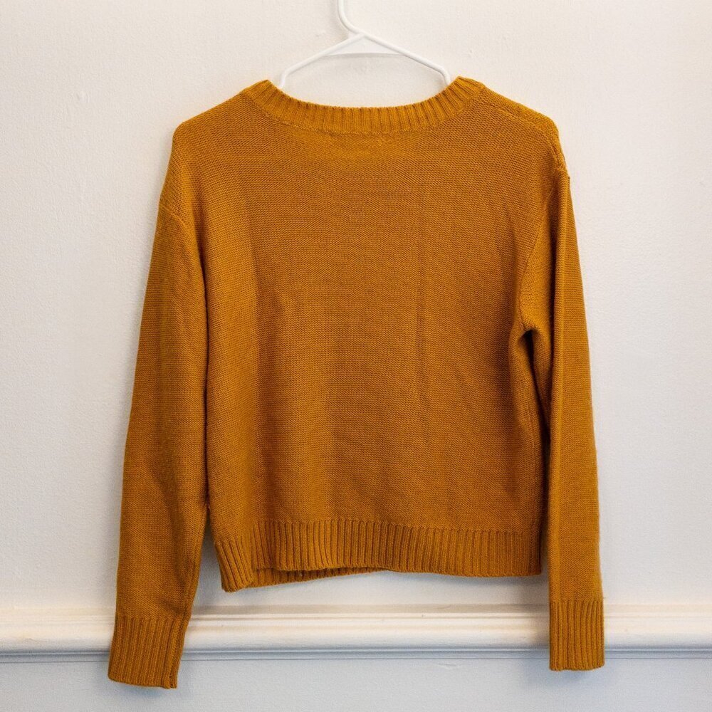 Moral Fiber Mustard Yellow Cable Knit Sweater | Cozy Fall Staple | Size Not List - Picture 3 of 3